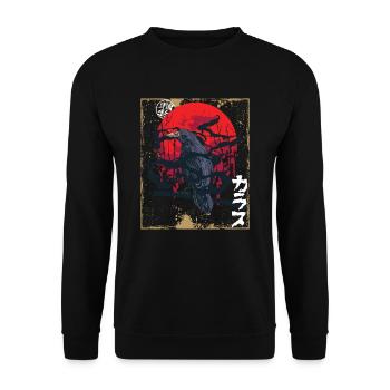 Gothic Skull-Red Moon-Black Crow - Unisex Sweatshirt - black - Front - Alina (178cm) & Michal (187cm)