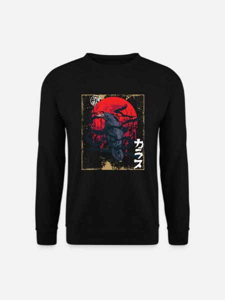 Gothic Skull-Red Moon-Black Crow - Unisex Sweatshirt - black