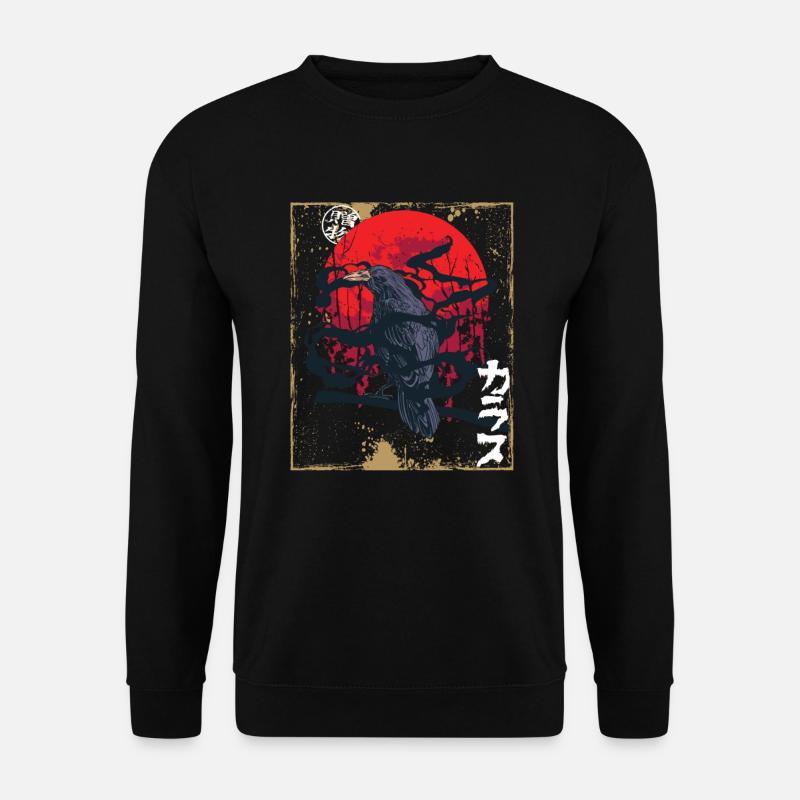 Gothic Skull-Red Moon-Black Crow - Unisex Sweatshirt - black