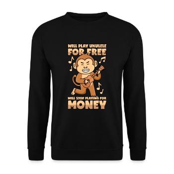 Monkey plays ukulele for free - Unisex Sweatshirt - black - Front - Alina (178cm) & Michal (187cm)