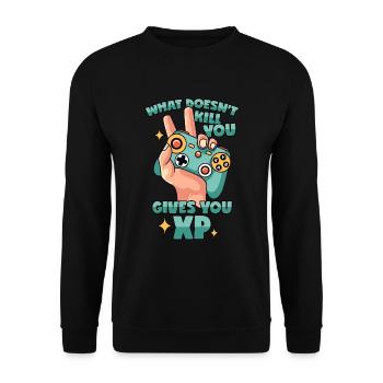 Gamer Quote XP Gaming - Unisex Sweatshirt - black - Front - Alina (178cm) & Michal (187cm)
