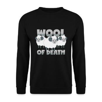 Sheep: "Wall of Death" made of wool - Unisex Sweatshirt - black - Front - Alina (178cm) & Michal (187cm)
