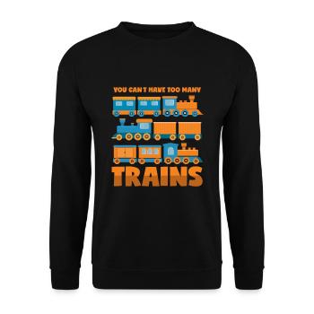 Collectionneur de trains: Trop de trains - Sweat-shirt Unisexe - noir - Devant - Alina (178cm) & Michal (187cm)