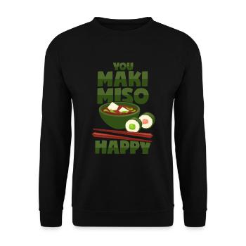 Maki & Miso - Japanisches Essen - Unisex Pullover - Schwarz - Vorne - Alina (178cm) & Michal (187cm)