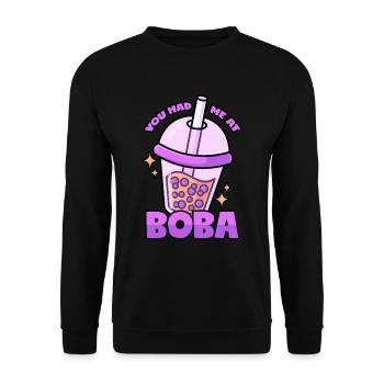 Boba: Bubble Tea - Unisex Sweatshirt - black - Front - Alina (178cm) & Michal (187cm)