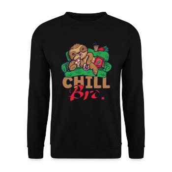 Faultier Chill Bro Das Ist Der Weg - Unisex Pullover - Schwarz - Vorne - Alina (178cm) & Michal (187cm)