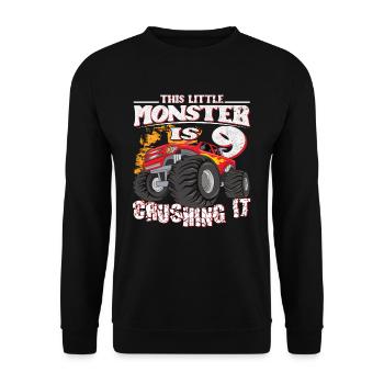9ème anniversaire plaisante ce petit camion monstre - Sweat-shirt Unisexe - noir - Devant - Alina (178cm) & Michal (187cm)