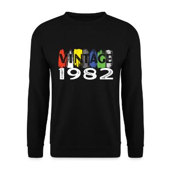 Born 1982 Retro 40th Birthday Limited - Unisex Sweatshirt - black - Front - Alina (178cm) & Michal (187cm)