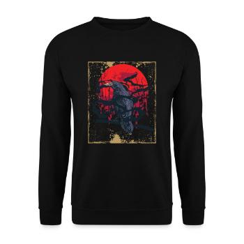 Gothic Skull-Red Moon-Black Crow - Unisex Sweatshirt - black - Front - Alina (178cm) & Michal (187cm)
