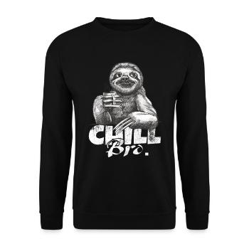 Faultier Mit Kaffee Chill Bro Das Ist Der Weg - Unisex Pullover - Schwarz - Vorne - Alina (178cm) & Michal (187cm)