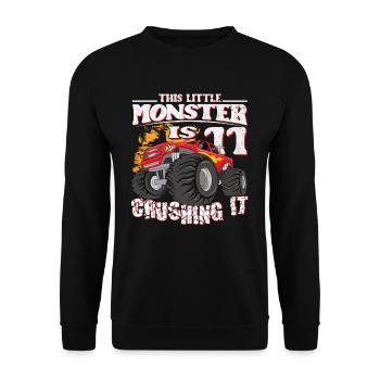 11e anniversaire plaisante ce petit camion monstre - Sweat-shirt Unisexe - noir - Devant - Alina (178cm) & Michal (187cm)