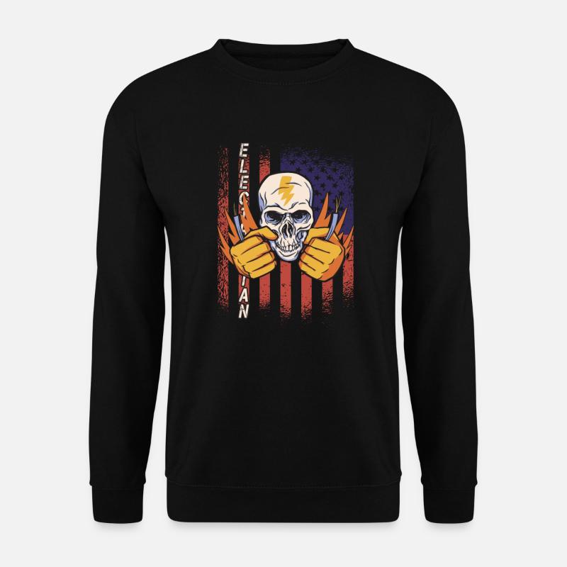 Funny Electric Worker Skull - Unisex Sweatshirt - black