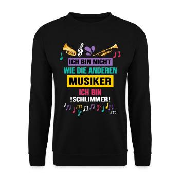 Musik Frontmann Musiker Notenschlüssel Band - Unisex Pullover - Schwarz - Vorne - Alina (178cm) & Michal (187cm)
