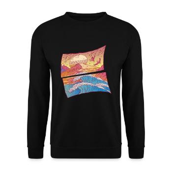 Die Große Kanagawa-Welle Japanisch - Unisex Pullover - Schwarz - Vorne - Alina (178cm) & Michal (187cm)