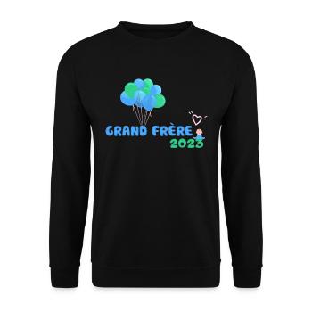Grand Frère 2023 Idée Cadeau Annonce Grossesse - Sweat-shirt Unisexe - noir - Devant - Alina (178cm) & Michal (187cm)