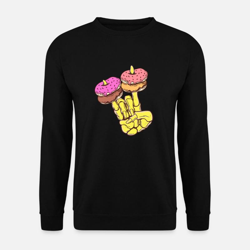 Skeletthand Mit Donat - Unisex Pullover - Schwarz