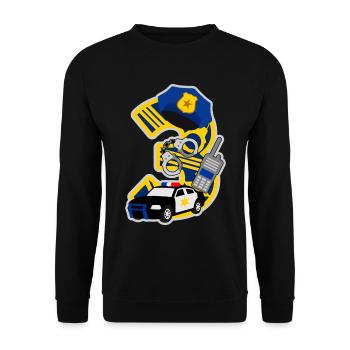 Polizei 3. Geburtstagsparty Nummer 3 - 3 Jahre - Unisex Pullover - Schwarz - Vorne - Alina (178cm) & Michal (187cm)