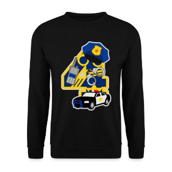 Police 4ème fête d’anniversaire numéro 4 - 4 ans - Sweat-shirt Unisexe - noir - Devant - Alina (178cm) & Michal (187cm)