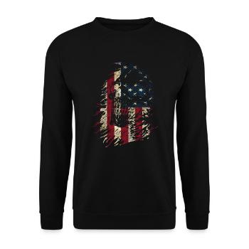 Crâne coloré Crâne Cool avec drapeau des États-Unis - Sweat-shirt Unisexe - noir - Devant - Alina (178cm) & Michal (187cm)