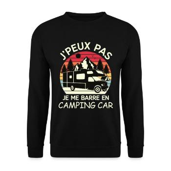 J'Peux Pas Camping Car Idée Cadeau Pour Campeurs - Sweat-shirt Unisexe - noir - Devant - Alina (178cm) & Michal (187cm)