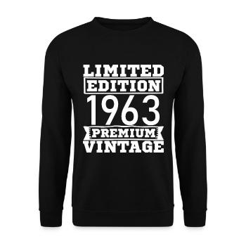 Vintage Limited Edition 60 Years Born in 1963 - Unisex Pullover - Schwarz - Vorne - Alina (178cm) & Michal (187cm)