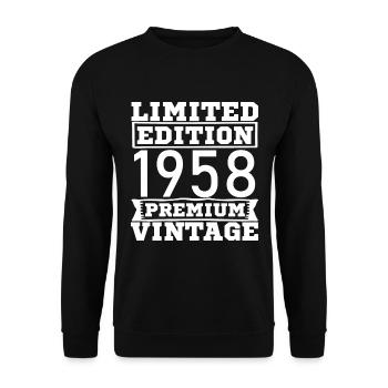 Vintage Limited Edition 65 Years Born in 1958 - Unisex Sweatshirt - black - Front - Alina (178cm) & Michal (187cm)
