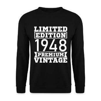 Vintage Limited Edition 75 Years Born in 1948 - Unisex Sweatshirt - black - Front - Alina (178cm) & Michal (187cm)