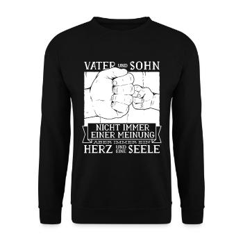 Lustige Vater und Sohn Sprüche - Unisex Pullover - Schwarz - Vorne - Alina (178cm) & Michal (187cm)
