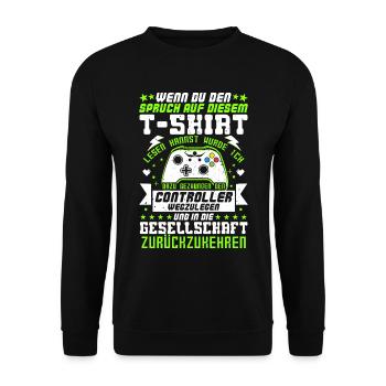 Gamer Zocker T-Shirt - Unisex Pullover - Schwarz - Vorne - Alina (178cm) & Michal (187cm)