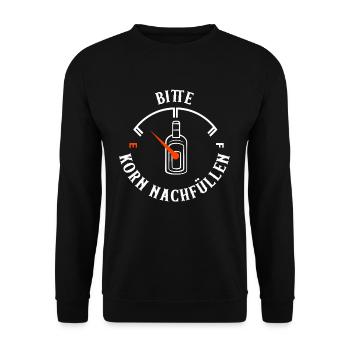Bitte Korn Nachfüllen - Unisex Pullover - Schwarz - Vorne - Alina (178cm) & Michal (187cm)