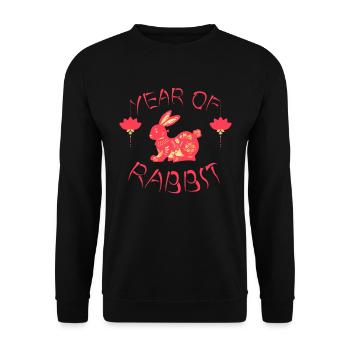Année Du Lapin Cadeau Nouvel An Chinois Chine - Sweat-shirt Unisexe - noir - Devant - Alina (178cm) & Michal (187cm)