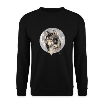 Wolf Squad Ein Wolf Geht Zurück Und Heult Den Mond - Unisex Pullover - Schwarz - Vorne - Alina (178cm) & Michal (187cm)