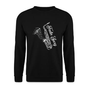 Musique Rétro Blues Jouer Saxophone-jazz Feelin - Sweat-shirt Unisexe - noir - Devant - Alina (178cm) & Michal (187cm)