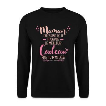 Meilleure Maman Cadeau Anniversaire Humour - Sweat-shirt Unisexe - noir - Devant - Alina (178cm) & Michal (187cm)