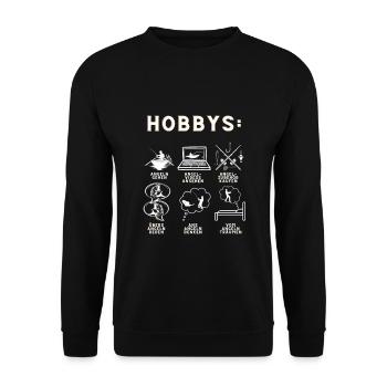 Hobbys Angeln Angler Anglerin Angel Hobby Fischen - Unisex Pullover - Schwarz - Vorne - Alina (178cm) & Michal (187cm)