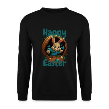joyeuses Pâques Lapin de Pâques dans le panier de Pâques Lapin Pâques - Sweat-shirt Unisexe - noir - Devant - Alina (178cm) & Michal (187cm)