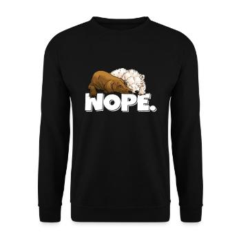 Font Nope Bären Schlafen - Unisex Pullover - Schwarz - Vorne - Alina (178cm) & Michal (187cm)