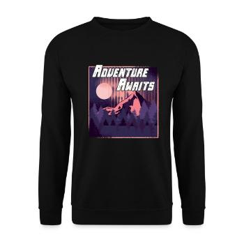 Die Berge Rufen Das Abenteuer Erwartet - Unisex Pullover - Schwarz - Vorne - Alina (178cm) & Michal (187cm)