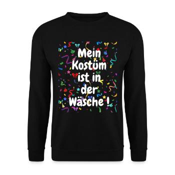 Mein Kostüm ist in der Wäsche lustig Karneval - Unisex Pullover - Schwarz - Vorne - Alina (178cm) & Michal (187cm)