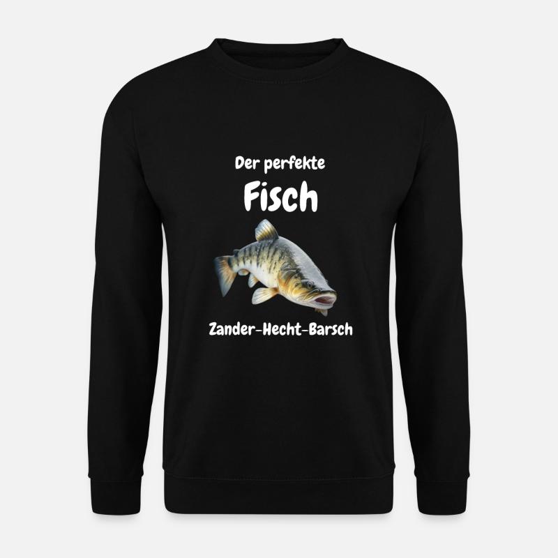 Zander Hecht Barsch Mix aus Fischen Angeln Angler - Unisex Pullover - Schwarz
