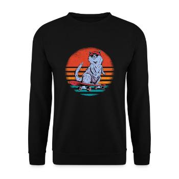 Chat cool avec skateboard je fais ce que je veux - Sweat-shirt Unisexe - noir - Devant - Alina (178cm) & Michal (187cm)