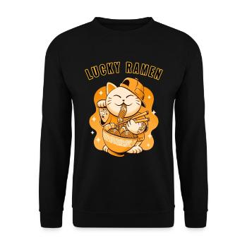 Funny ramen Cat Animal Japanese Food - Unisex Pullover - Schwarz - Vorne - Alina (178cm) & Michal (187cm)