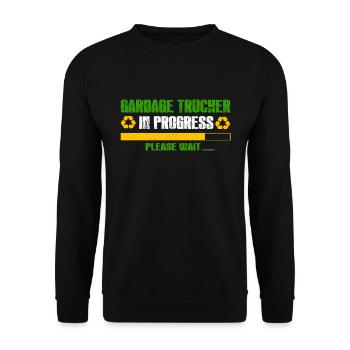 Camionneur de déchets en cours Veuillez attendre la corbeille - Sweat-shirt Unisexe - noir - Devant - Alina (178cm) & Michal (187cm)