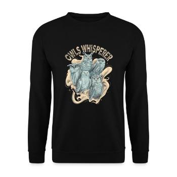 Entfessle Deinen Inneren Eulenflüsterer Eule - Unisex Pullover - Schwarz - Vorne - Alina (178cm) & Michal (187cm)