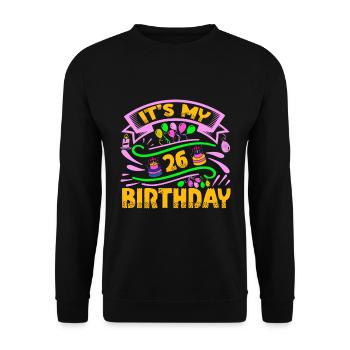 C’est mon 26 anniversaire - Sweat-shirt Unisexe - noir - Devant - Alina (178cm) & Michal (187cm)