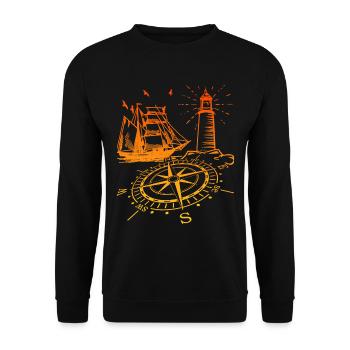 Voilier à la boussole du phare maritime Nord - Sweat-shirt Unisexe - noir - Devant - Alina (178cm) & Michal (187cm)