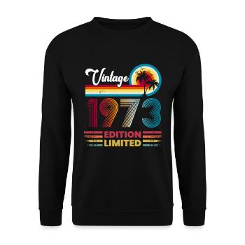 Vintage Limited Edition 50 Years Born in 1973 - Unisex Pullover - Schwarz - Vorne - Alina (178cm) & Michal (187cm)