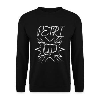 Petri Heil Angler Anglerin Fist Bump Petri Angeln - Unisex Pullover - Schwarz - Vorne - Alina (178cm) & Michal (187cm)