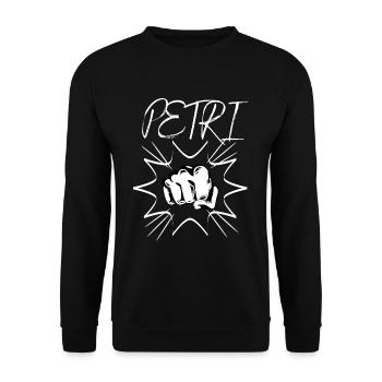 Petri Angler Fishing Petri Heil Angler Fist Bump - Unisex Sweatshirt - black - Front - Alina (178cm) & Michal (187cm)