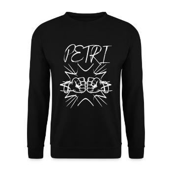 Fist Bump Petri Angler Angeln Petri Heil Anglerin - Unisex Pullover - Schwarz - Vorne - Alina (178cm) & Michal (187cm)